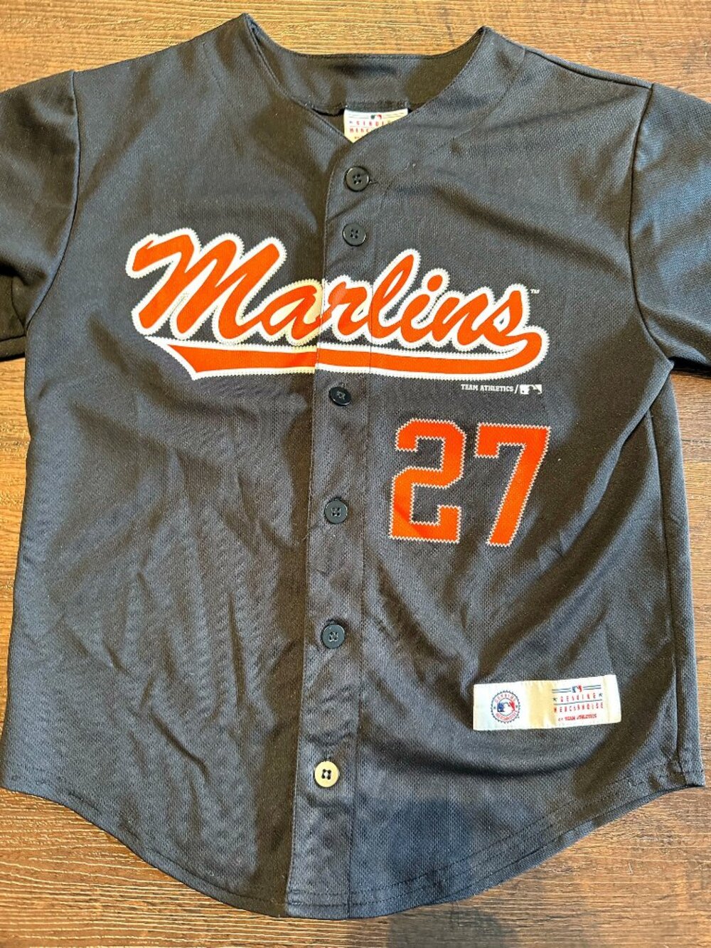Miami Marlins Stanton 27 Youth Medium MLB Jersey Black Mesh Genuine Merchandise